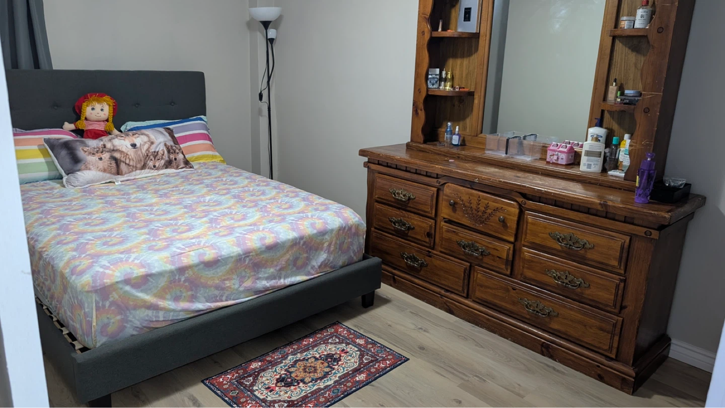 Wooden Dresser with Mirror nd bed frame - photo 2
