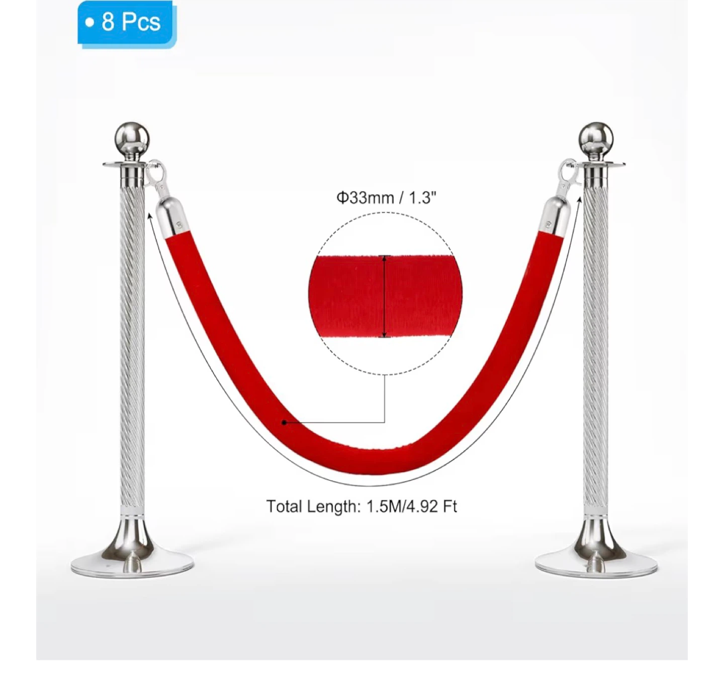 8 Pcs Red Velvet Ropes for Stanchions - photo 2