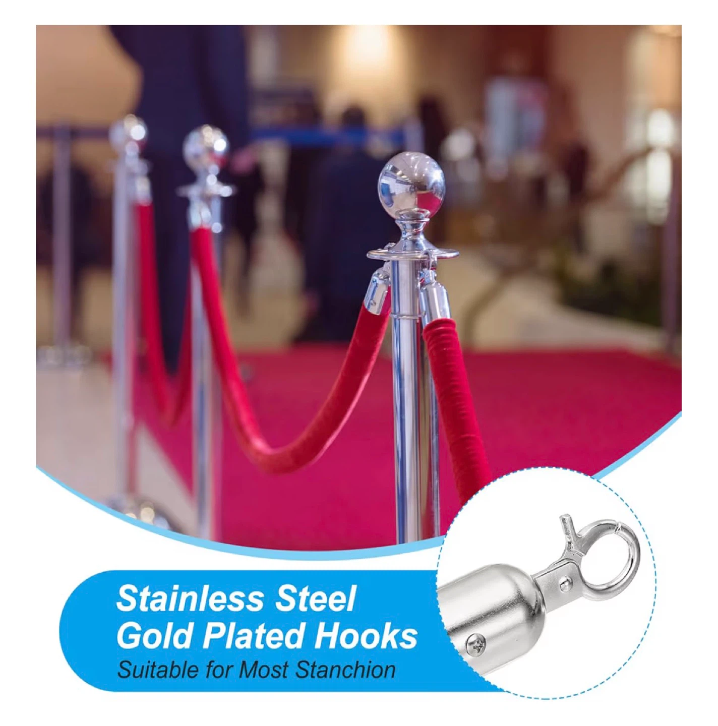 8 Pcs Red Velvet Ropes for Stanchions - photo 4