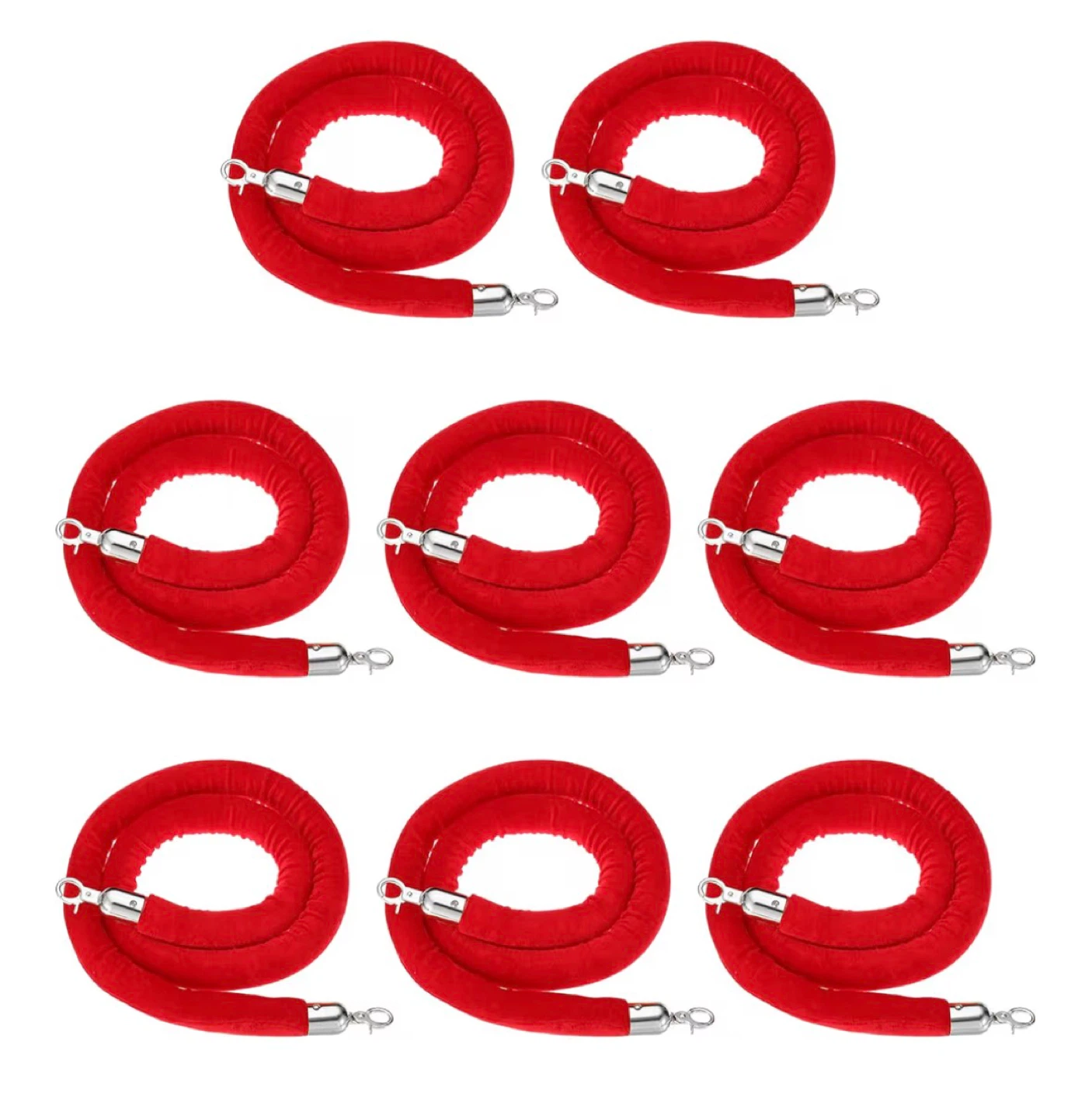 8 Pcs Red Velvet Ropes for Stanchions
