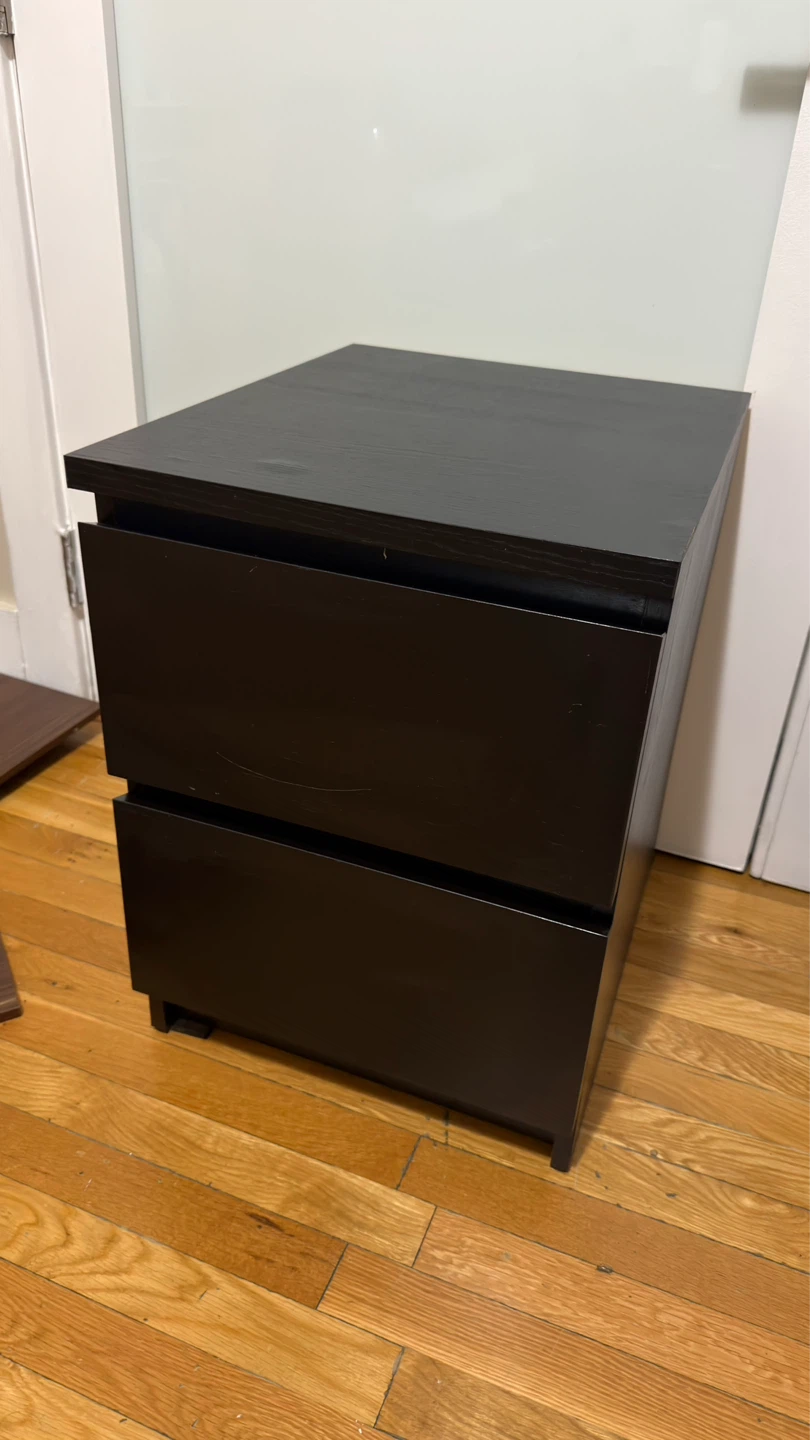 Black 2-Drawer Nightstand - photo 2