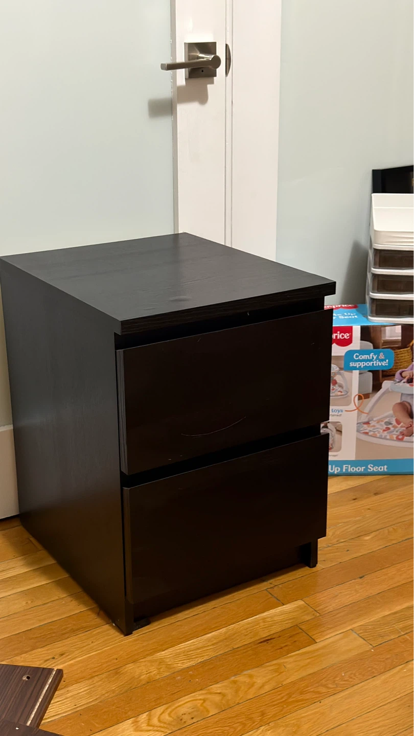 Black 2-Drawer Nightstand