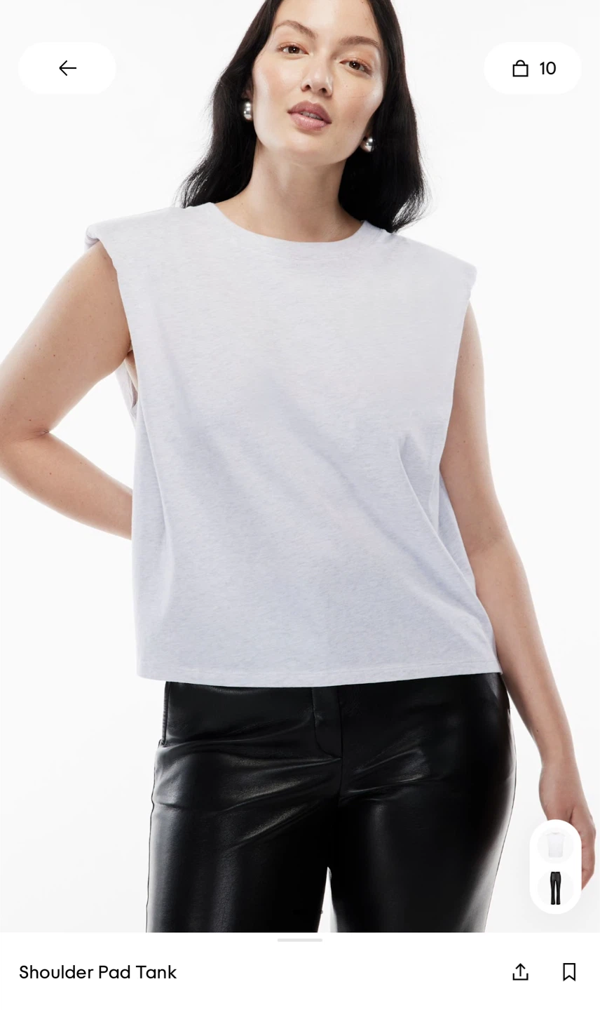 Babaton White Shoulder Pad Tank Top - Size S