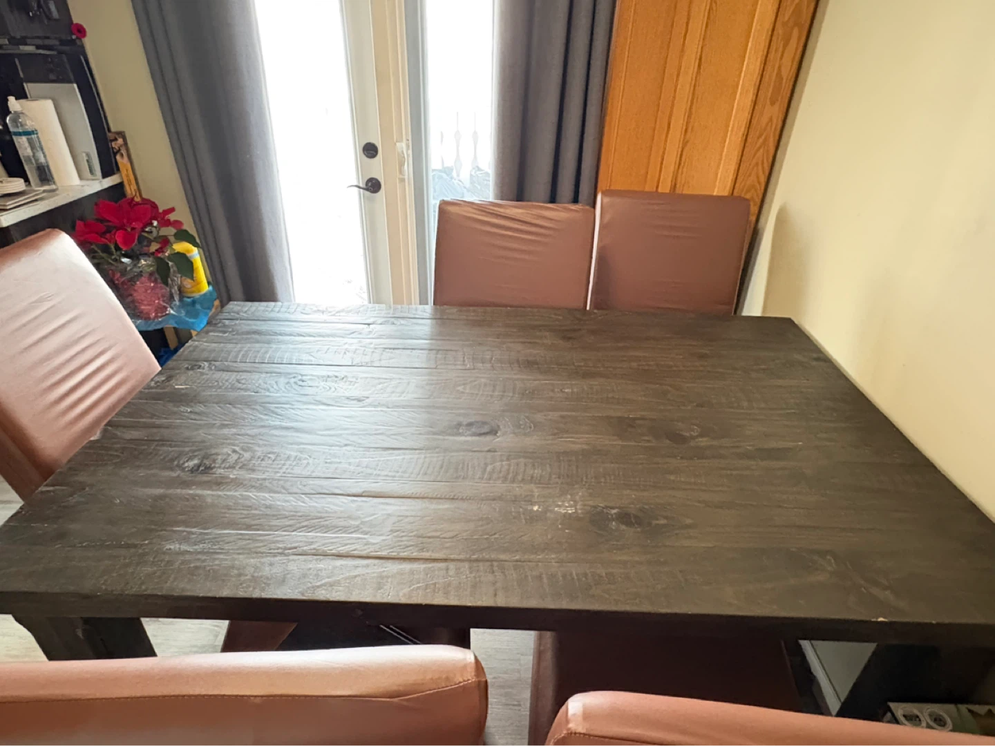 Wooden Dining Table with Brown Chairs - photo 5