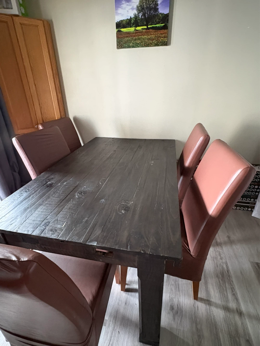 Wooden Dining Table with Brown Chairs - photo 2