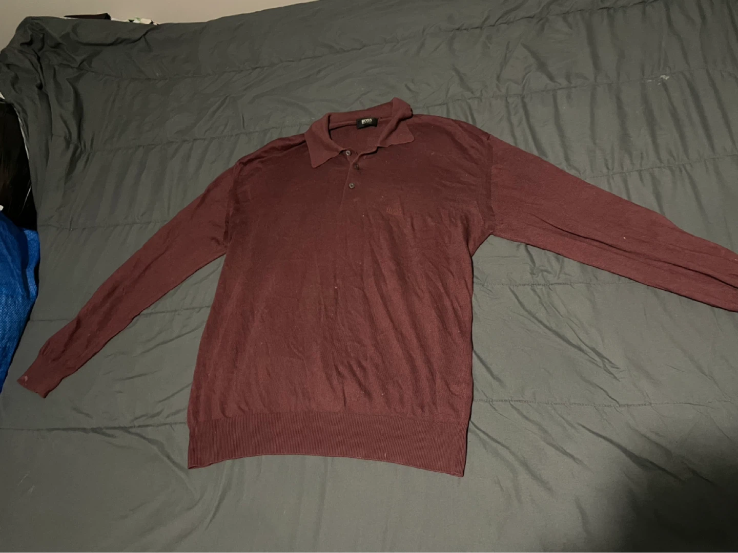 BOSS Hugo Boss Long Sleeve Polo Shirt Burgundy - photo 2