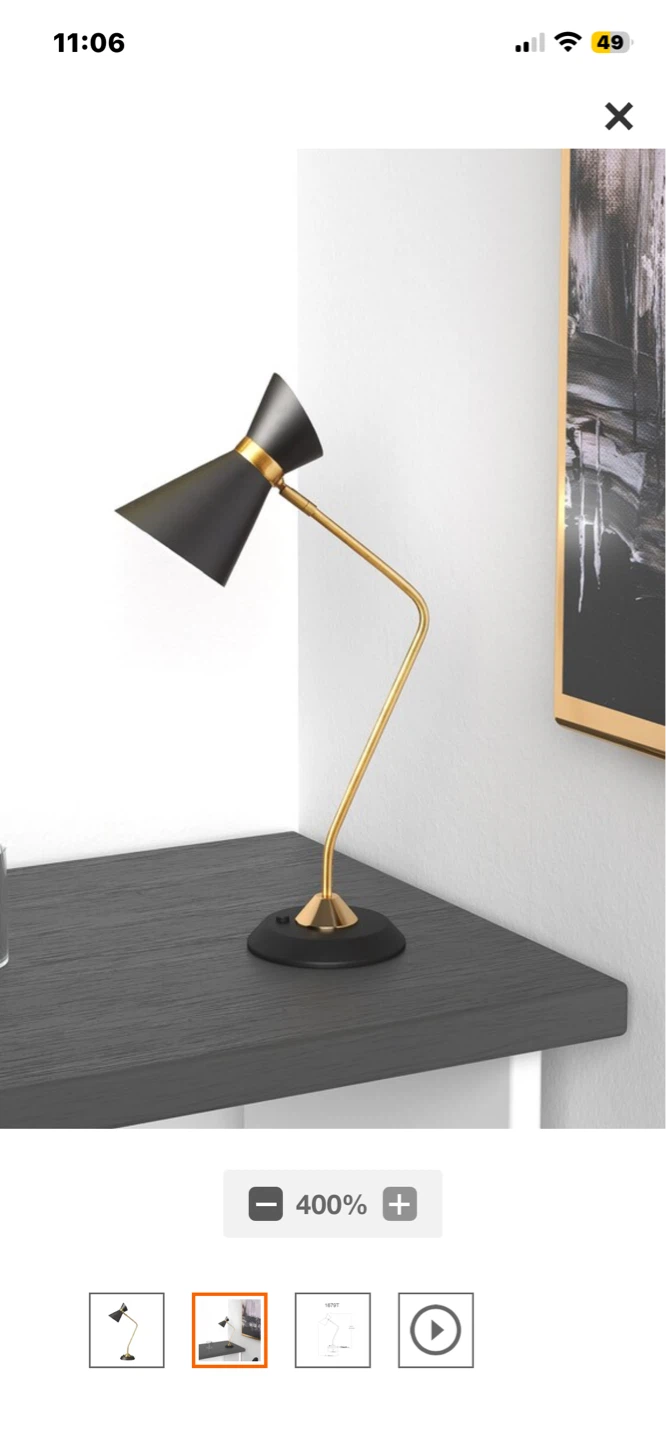 Structube Matte Black & Brass Table Lamp | Mid CenturyStyle - photo 3