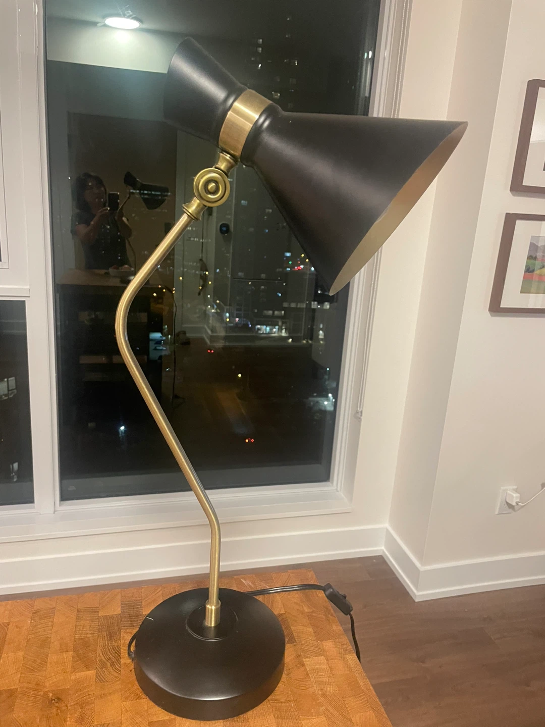 Structube Matte Black & Brass Table Lamp | Mid CenturyStyle