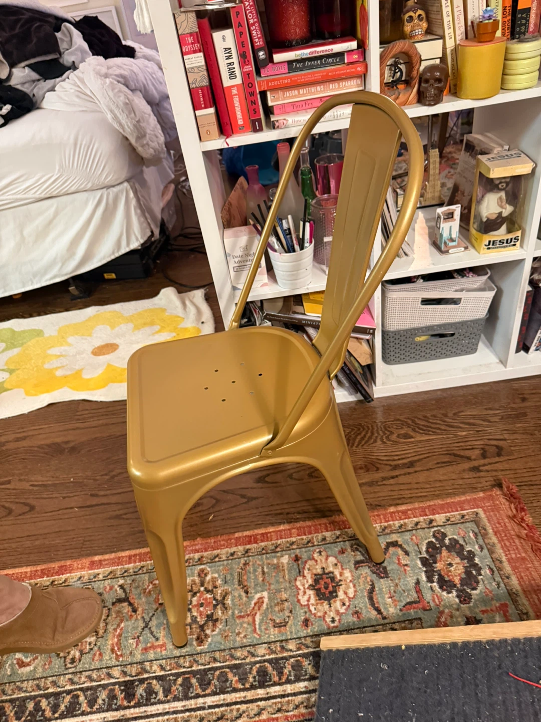 Gold Slat Back Stacking Side Chair - photo 2