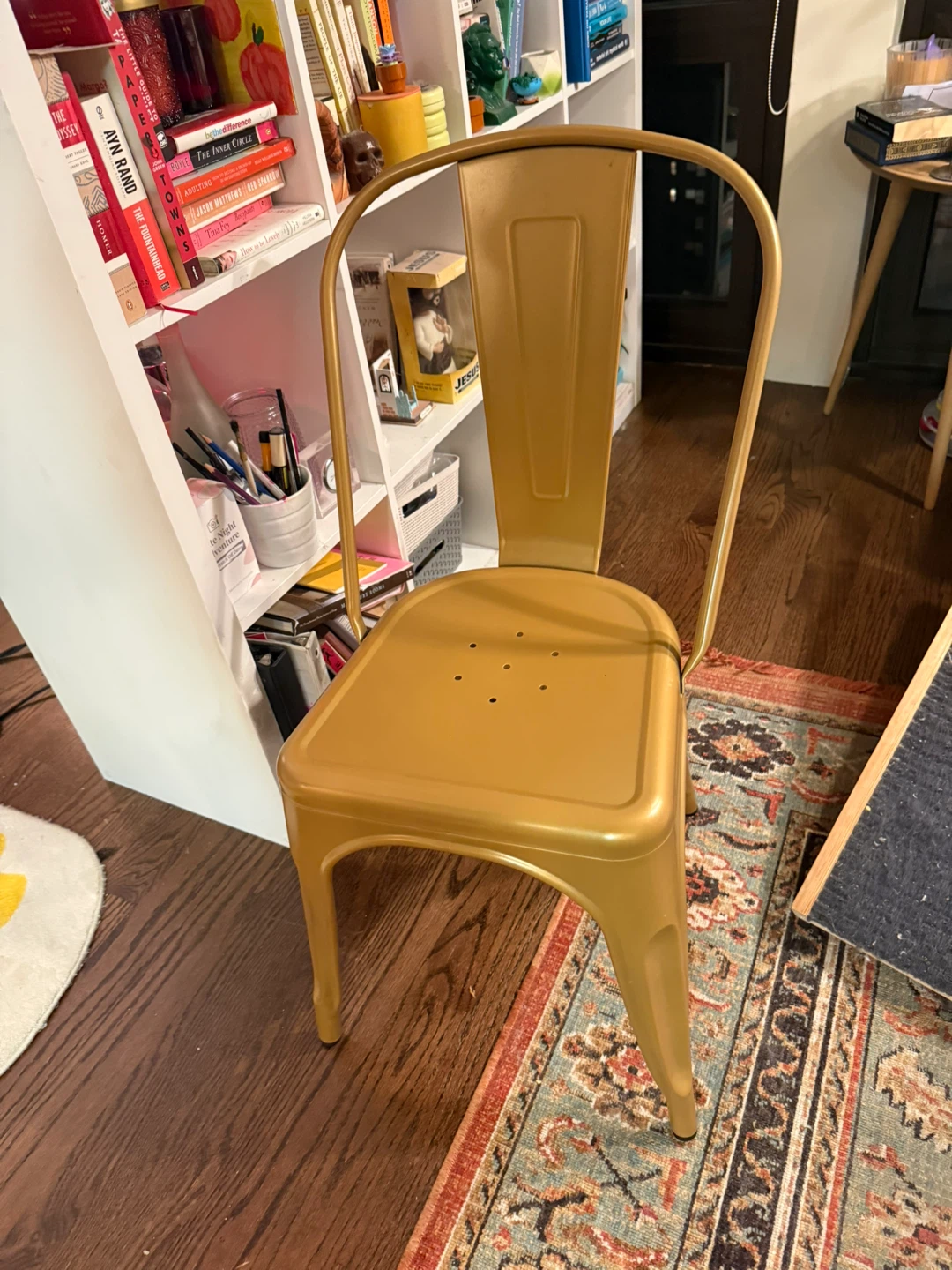 Gold Slat Back Stacking Side Chair