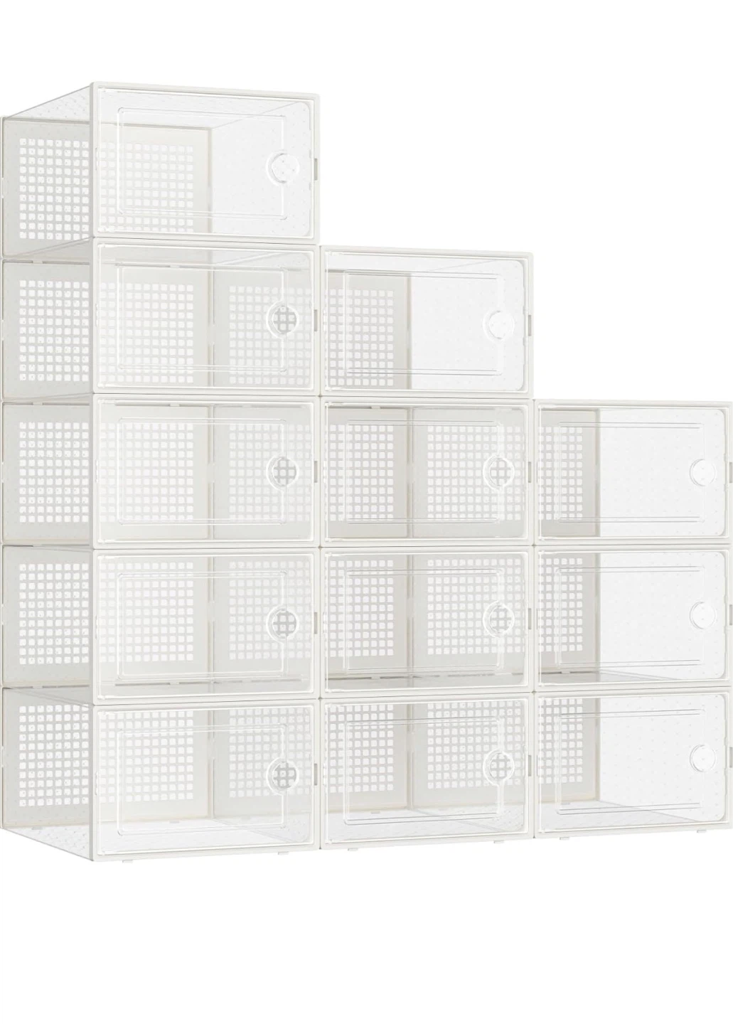 Stackable Clear Shoe Storage Boxes - Set of 12