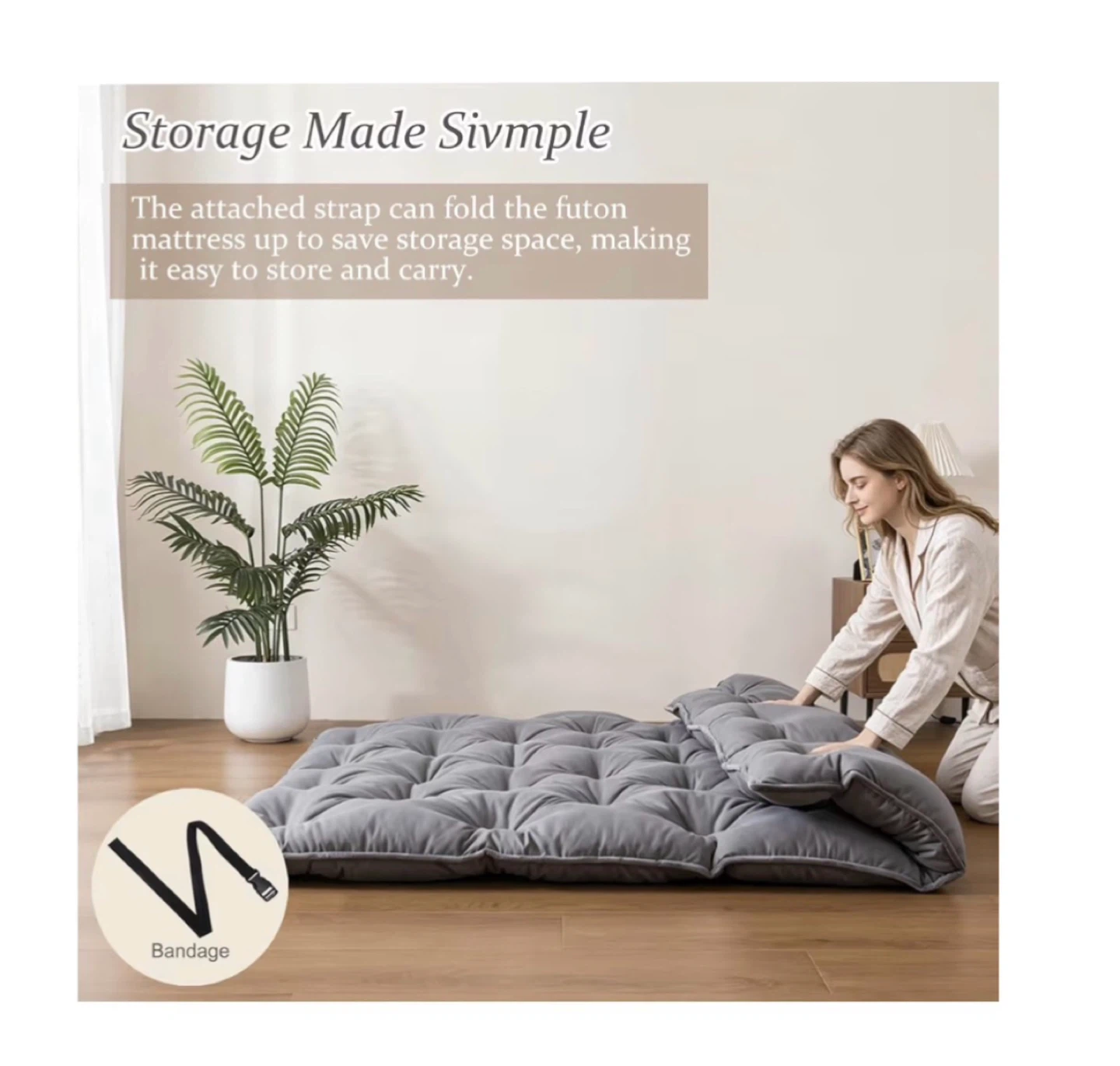 Brand new Grey 39"X80" Twin Size Japanese Futon Mattress - photo 4