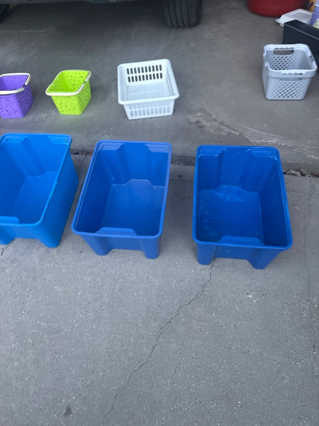 Assorted Plastic Bins and Baskets