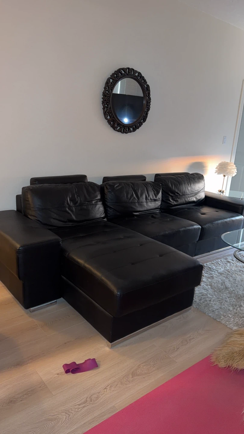 Black Leather Sectional Sofa