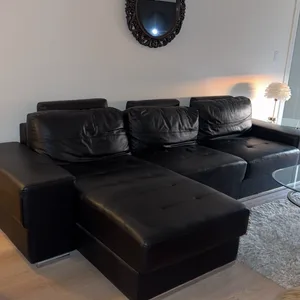 Black Leather Sectional Sofa