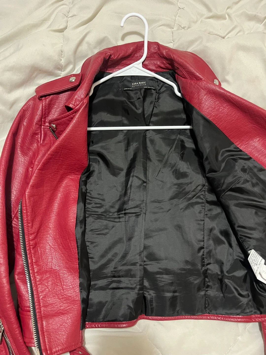 Red Faux Leather Jacket Zara - photo 2