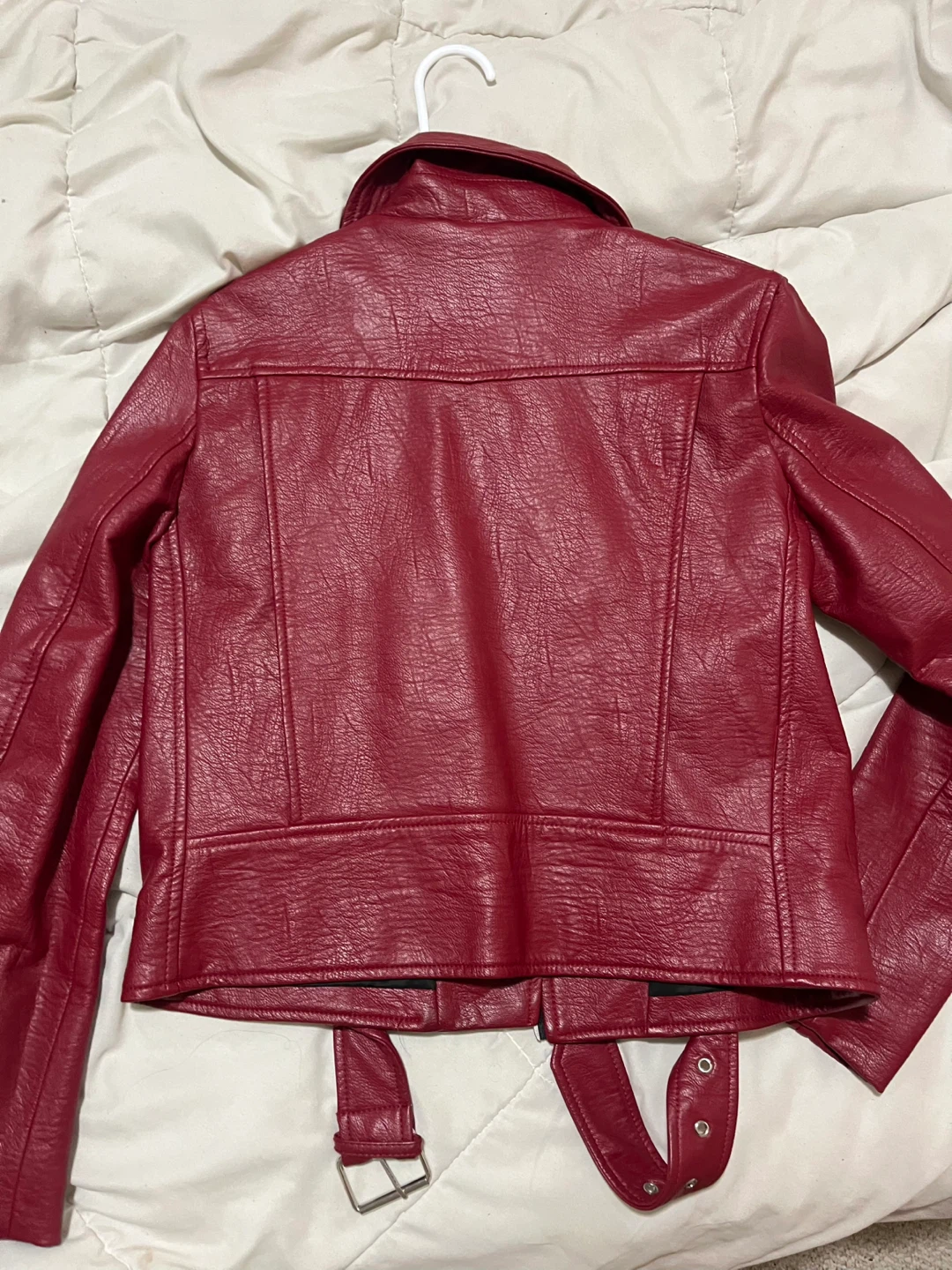 Red Faux Leather Jacket Zara - photo 3