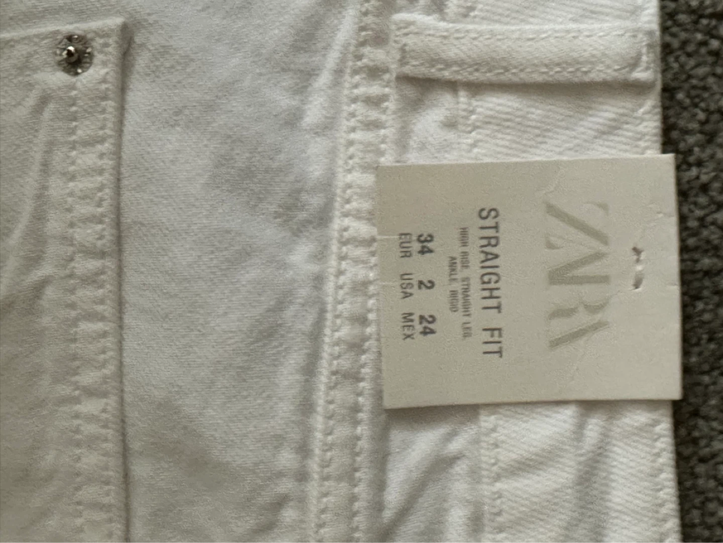 ZARA White High Rise Straight Leg Jeans - photo 3