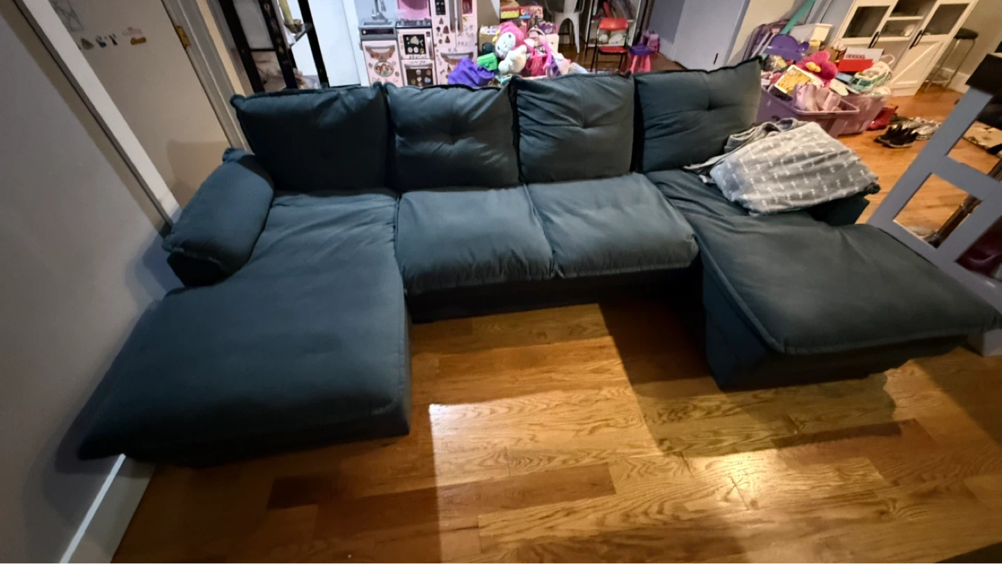 Deep green Teal Sectional Sofa - photo 3