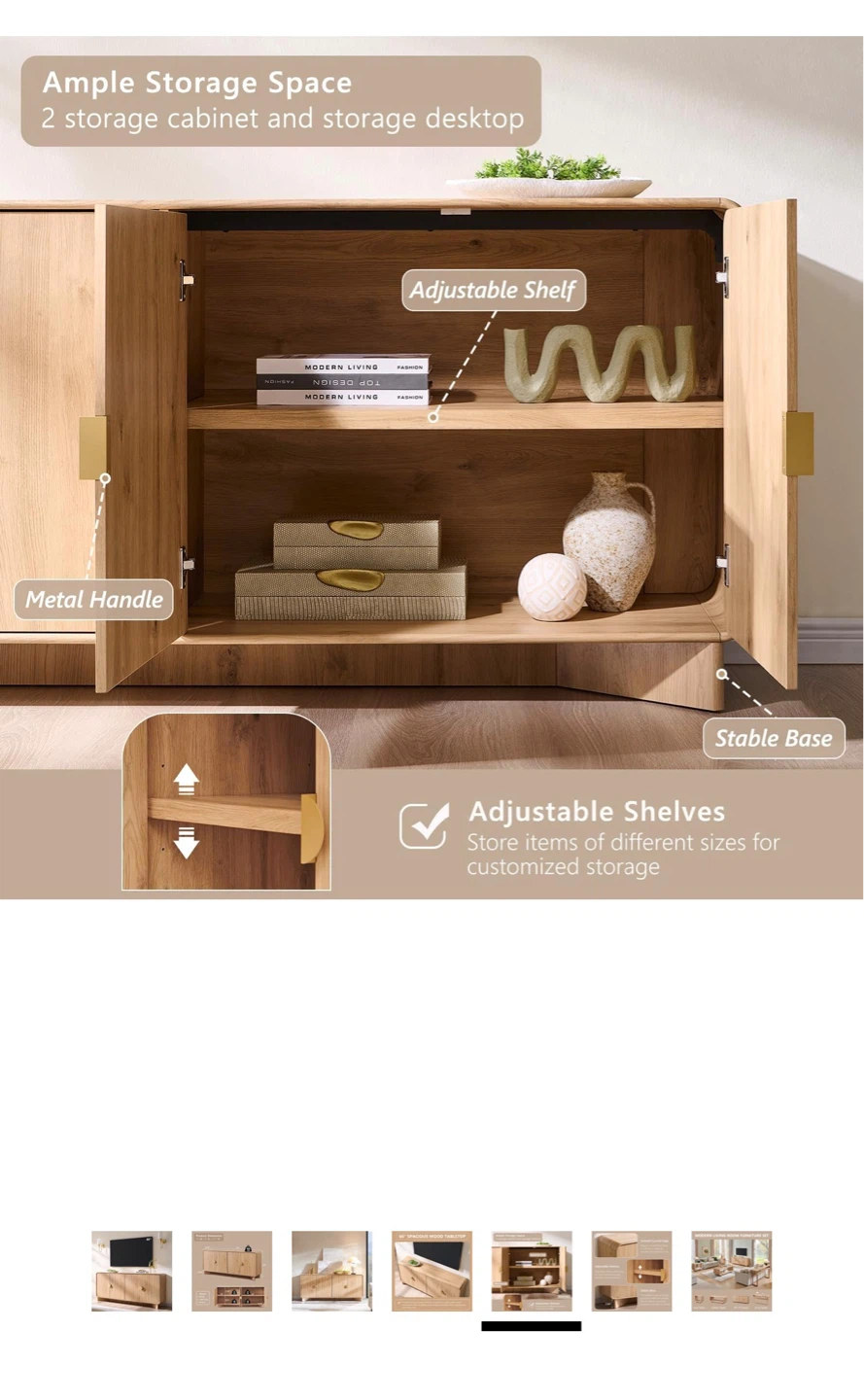 Natural Wood 4-Door Media Console - photo 5