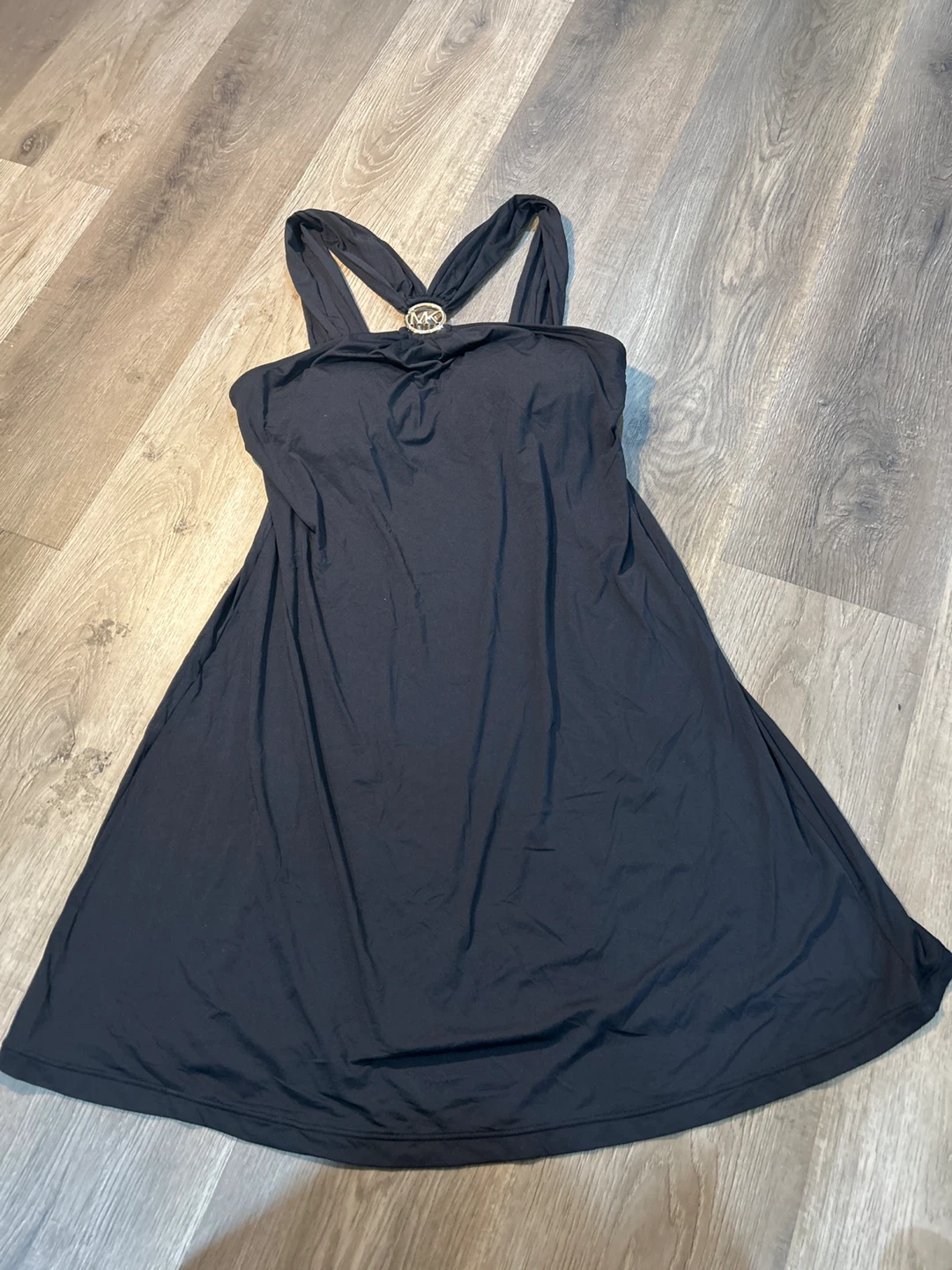 Michael Kors Black bathing suit cover MK Medallion