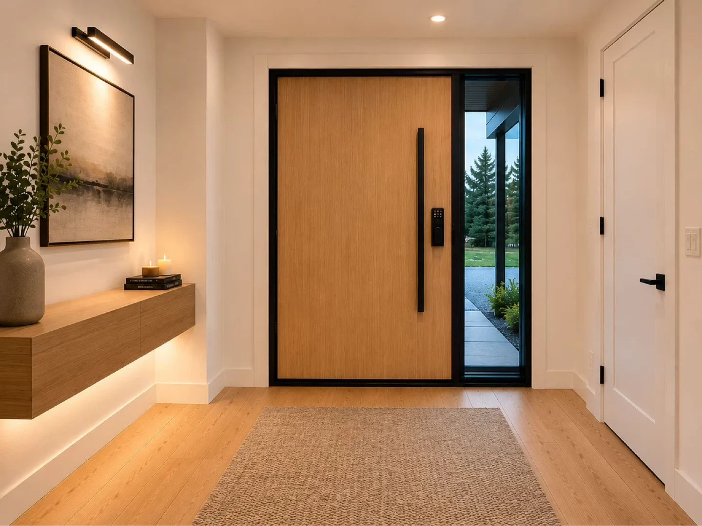 Modern Wood and Black Entry Door with Smart Lock - photo 2
