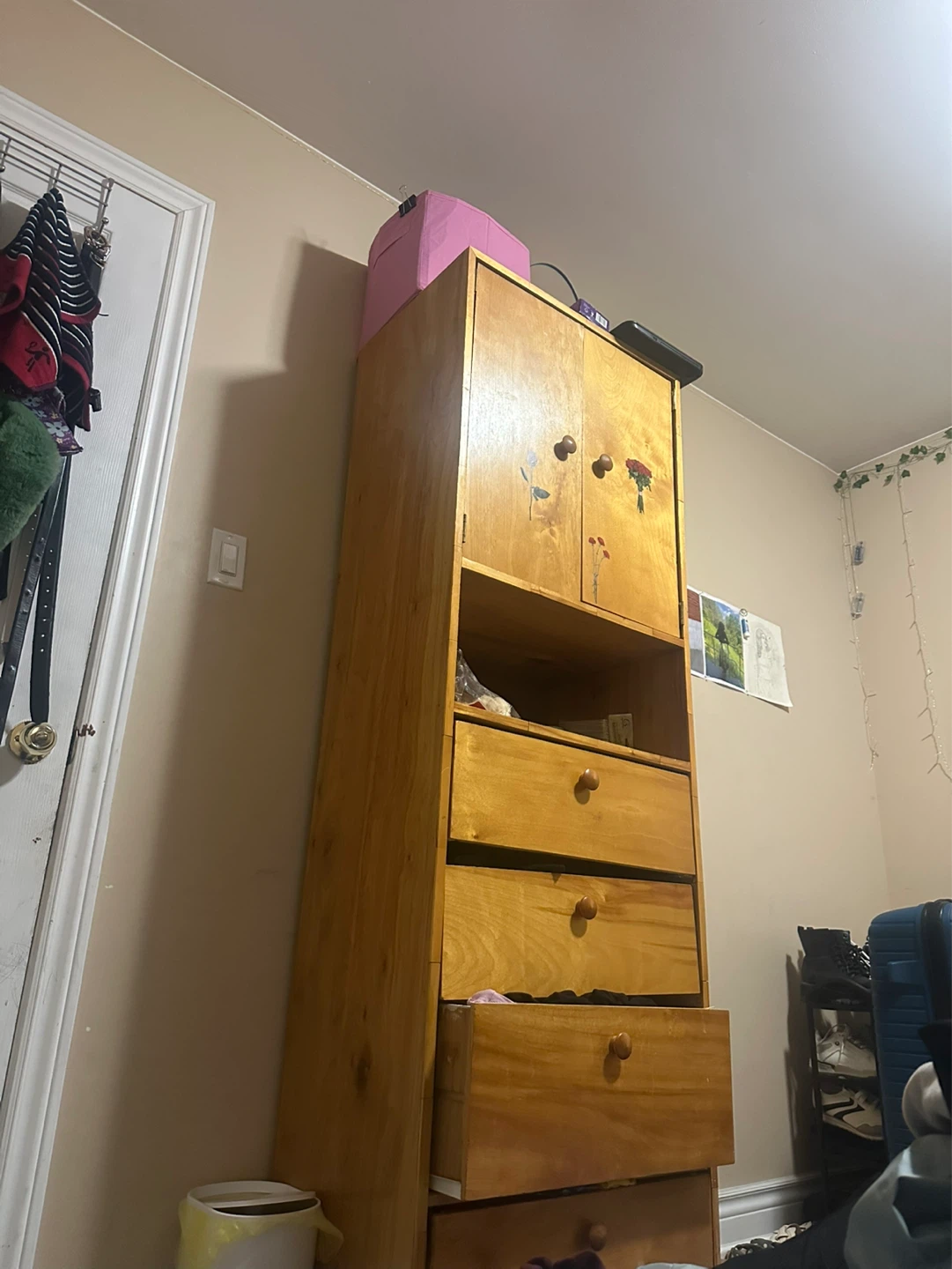 Wooden Wardrobe with Drawers and Cabinet