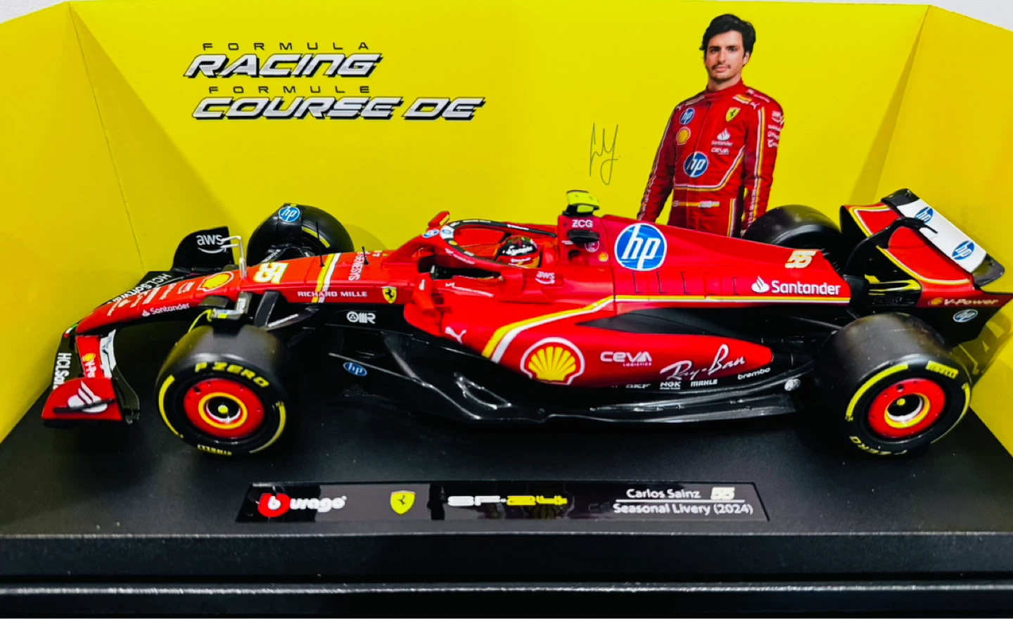 Bburago 1:18 Ferrari SF-24 Carlos Sainz Diecast model - photo 3