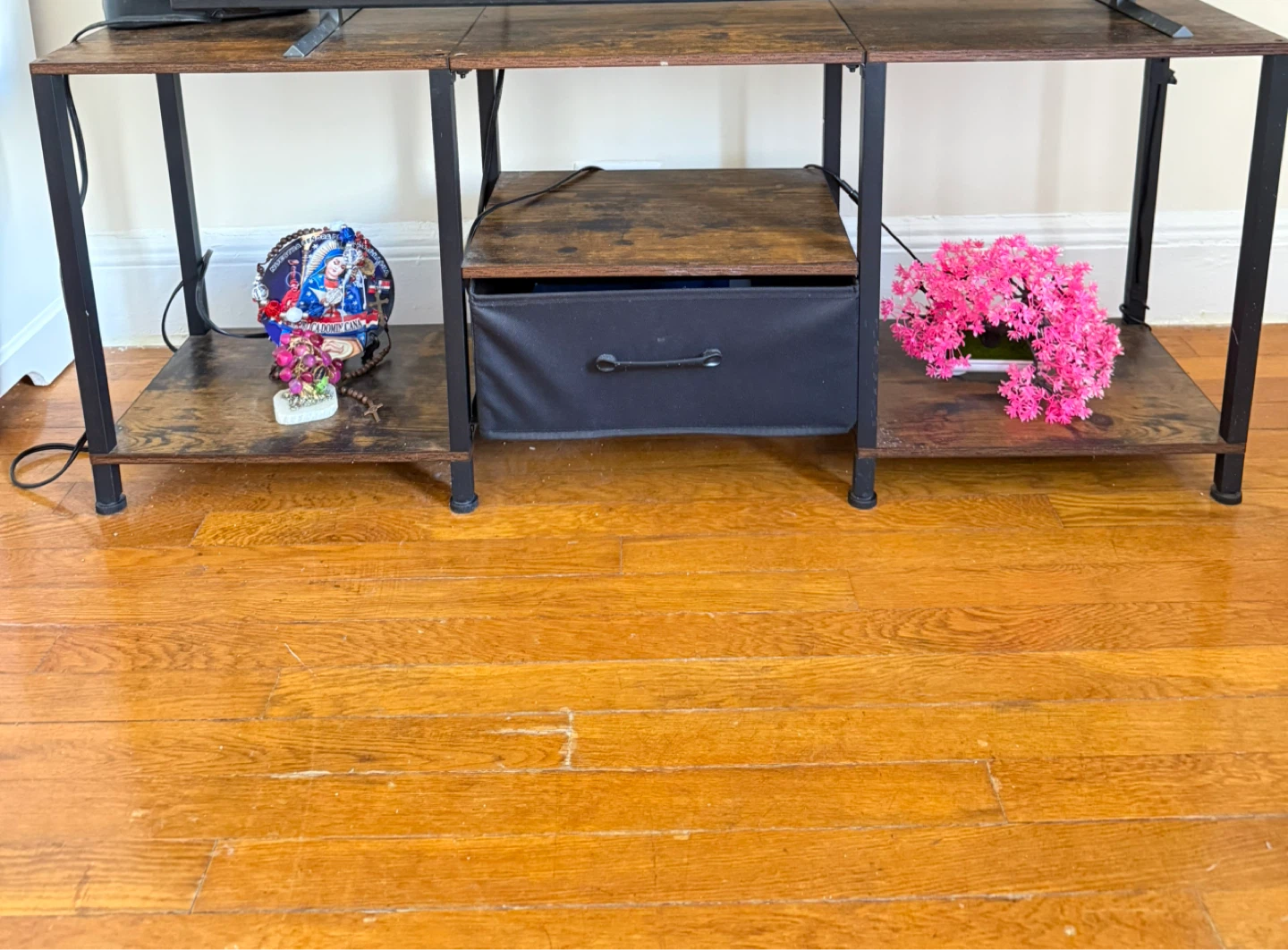 Rustic Wood TV Stand with Storage - photo 2