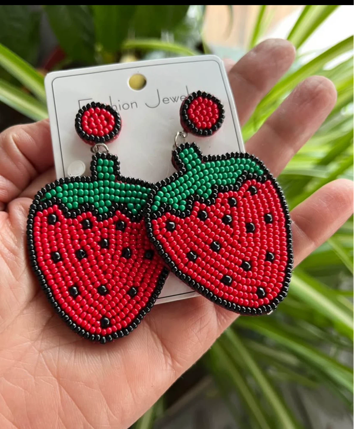 Strawberry Beaded Earrings