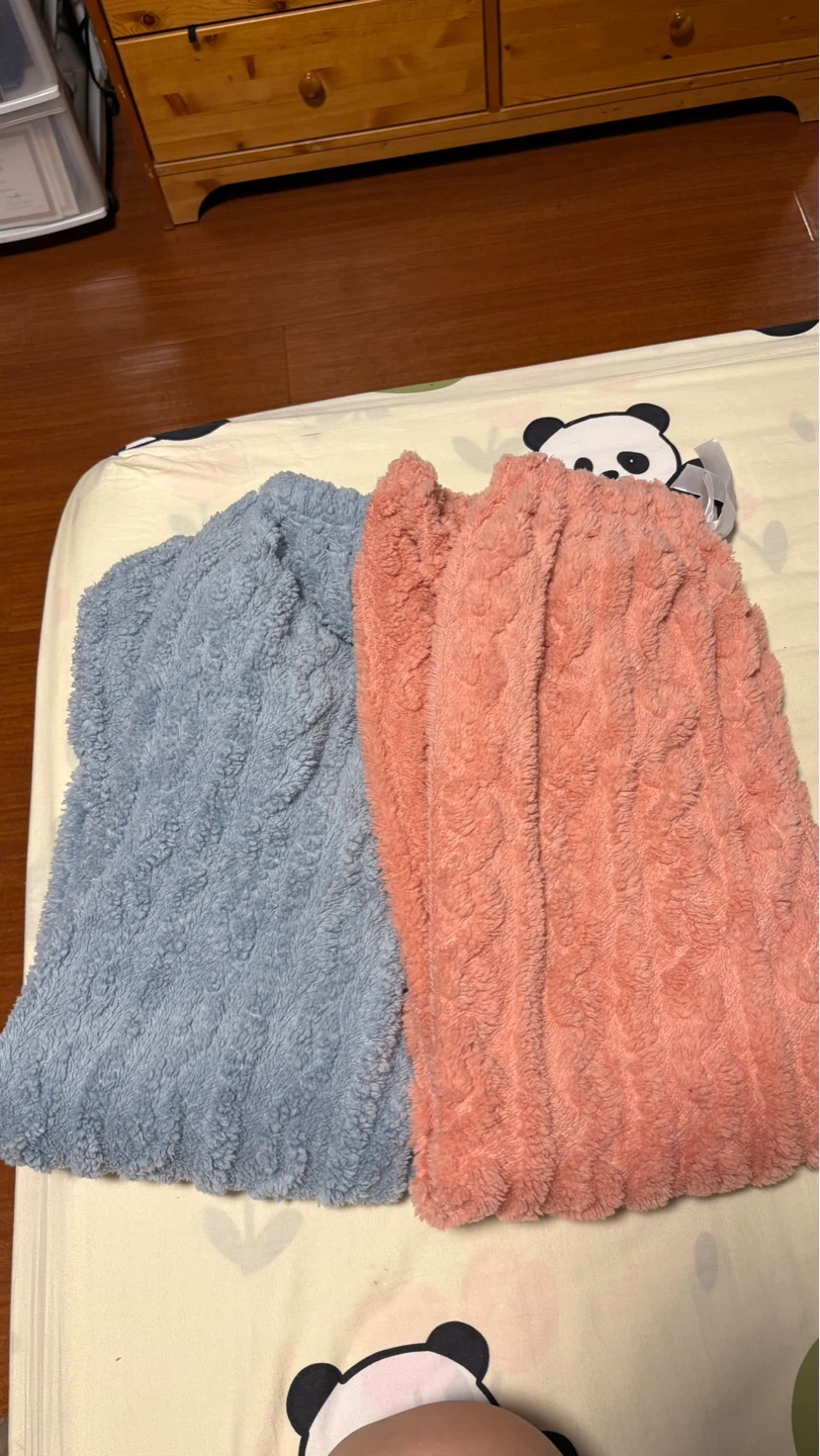 Fuzzy Pajama Pants Set - Pink & Blue - Size M - photo 2