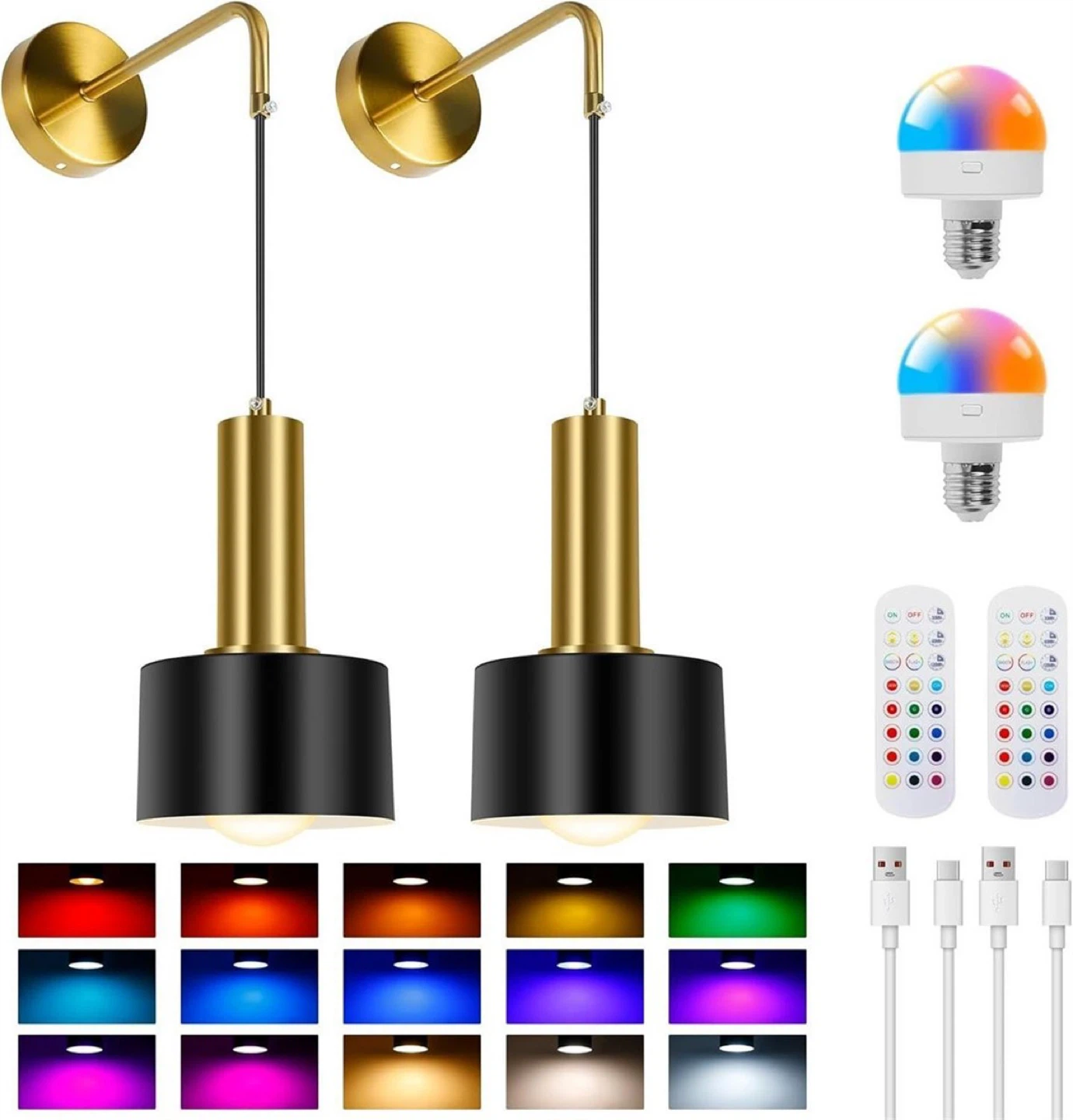 Set of 2 Battery Operated Wall Sconces with Remote Control