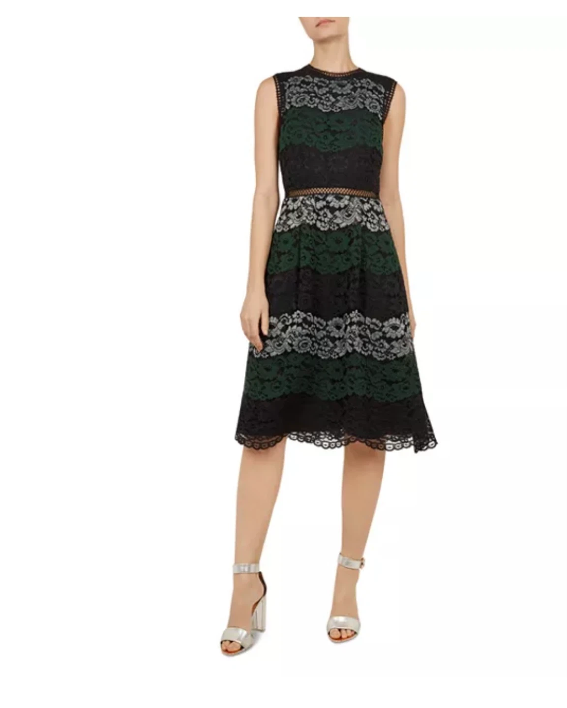 TED BAKER “INARRA” COLOUR BLOCK LACE DRESS