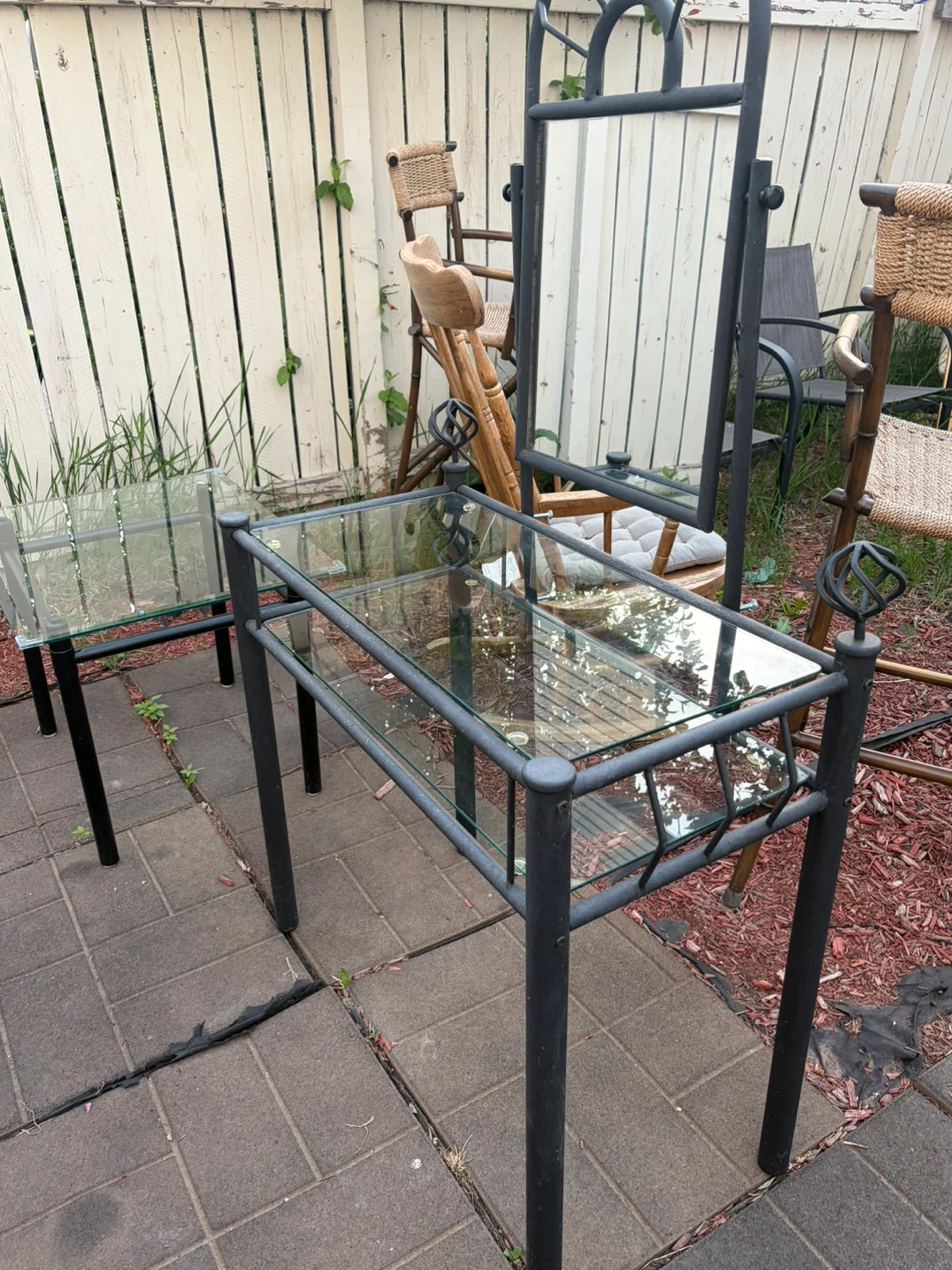 Metal and Glass Vanity Table with Mirror - photo 5