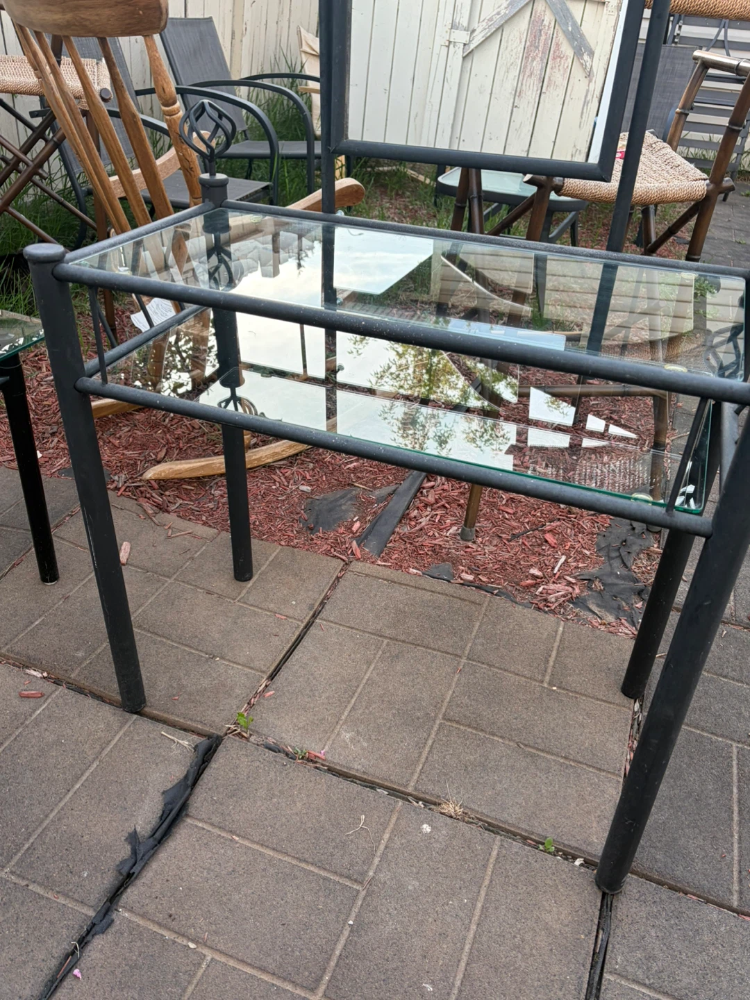 Metal and Glass Vanity Table with Mirror - photo 3