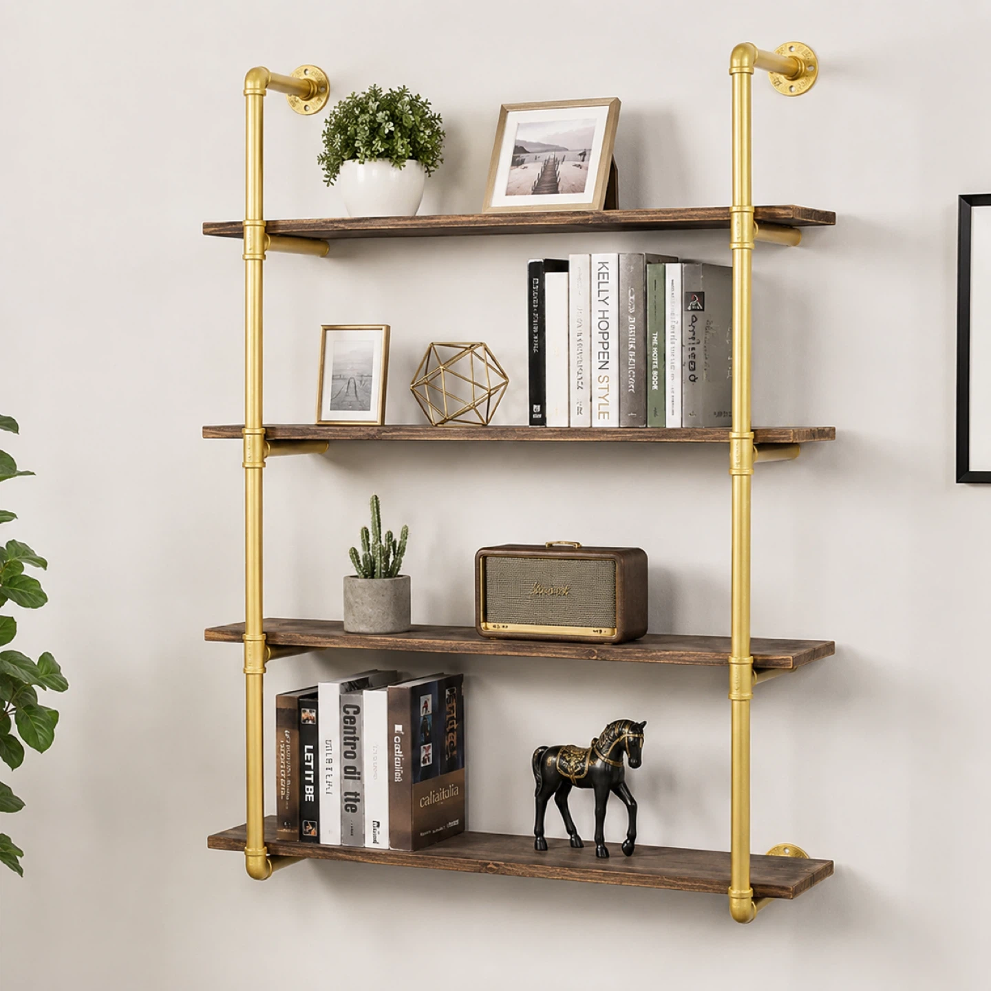 4-Tier Industrial Pipe Shelf