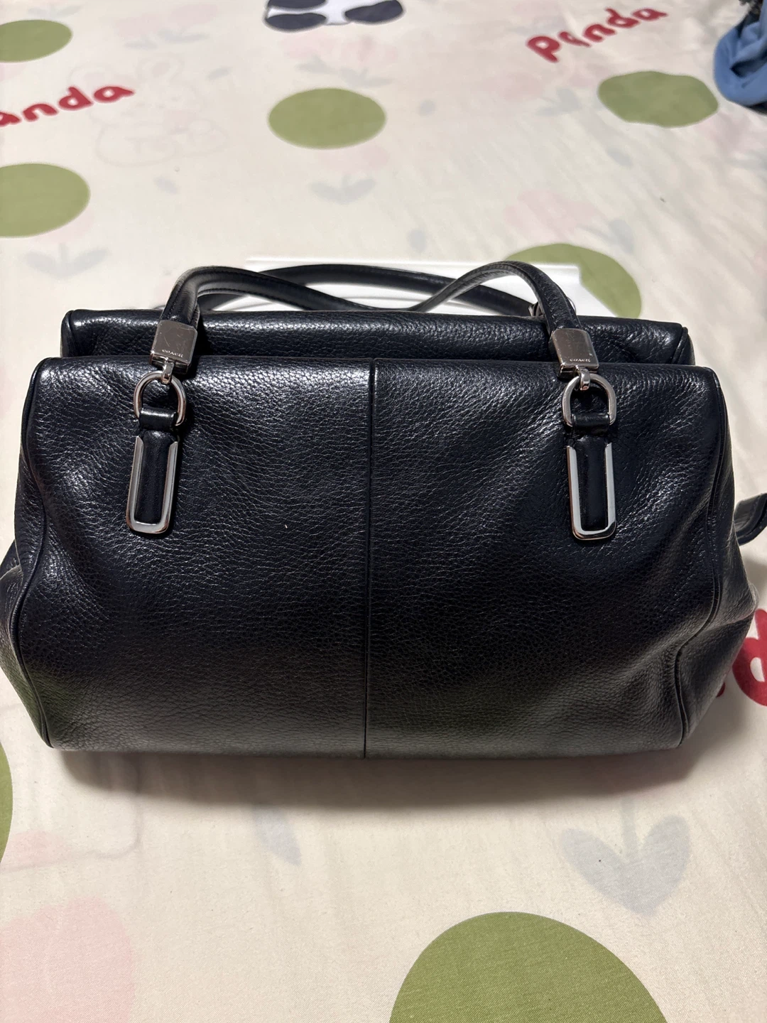 Black Leather Coach Satchel Handbag - photo 2