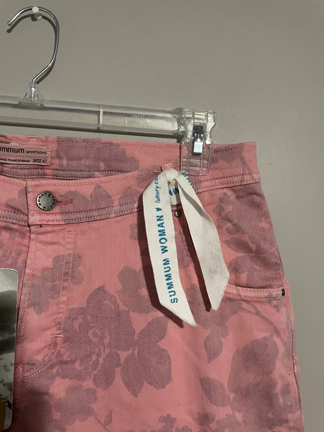 Summum Woman Pink Floral Jeans Size 42 - photo 2