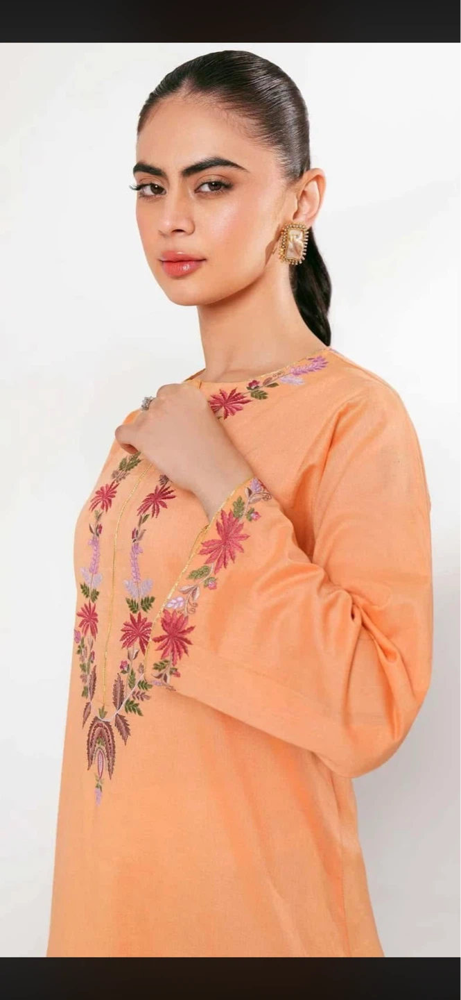 Nishat Embroidered Orange Kurti - Size Medium - photo 3
