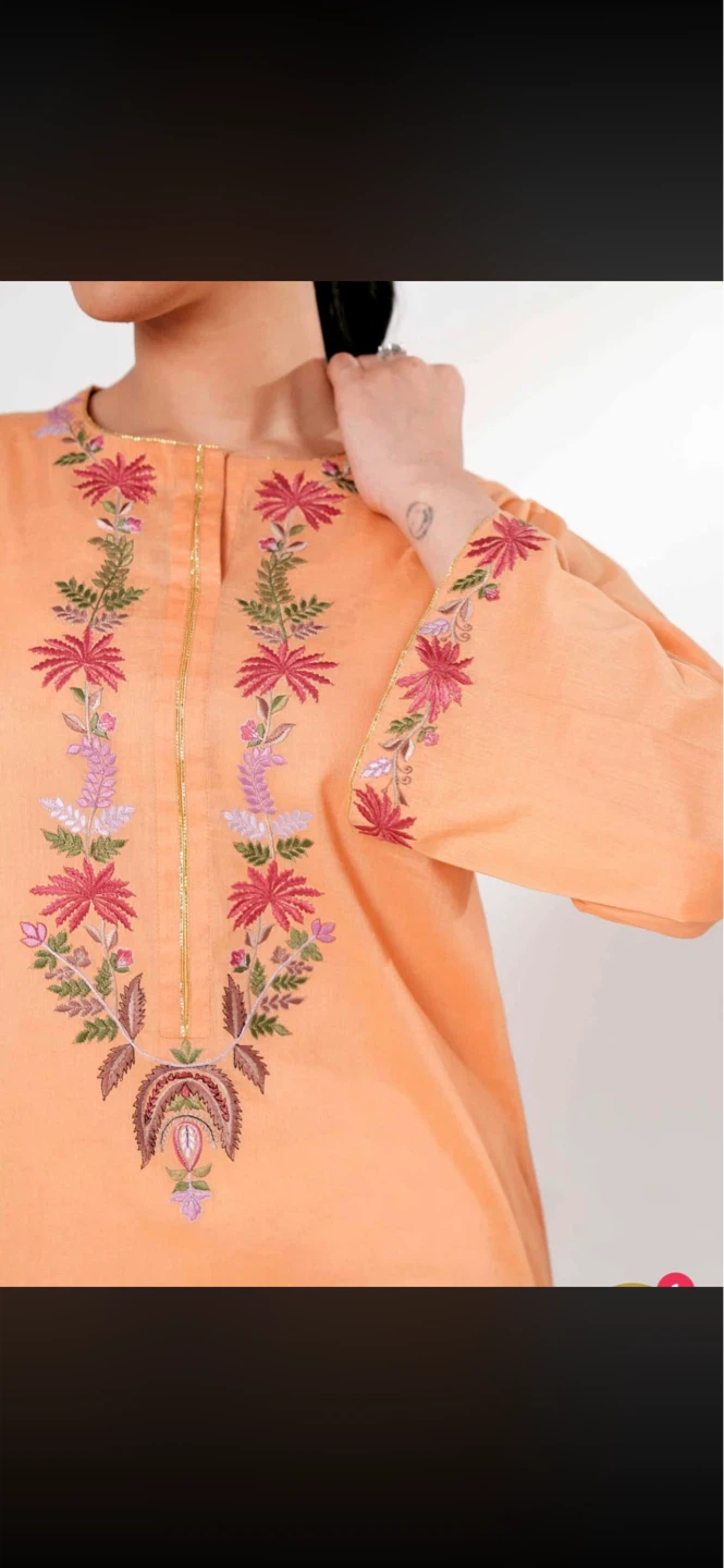 Nishat Embroidered Orange Kurti - Size Medium - photo 2