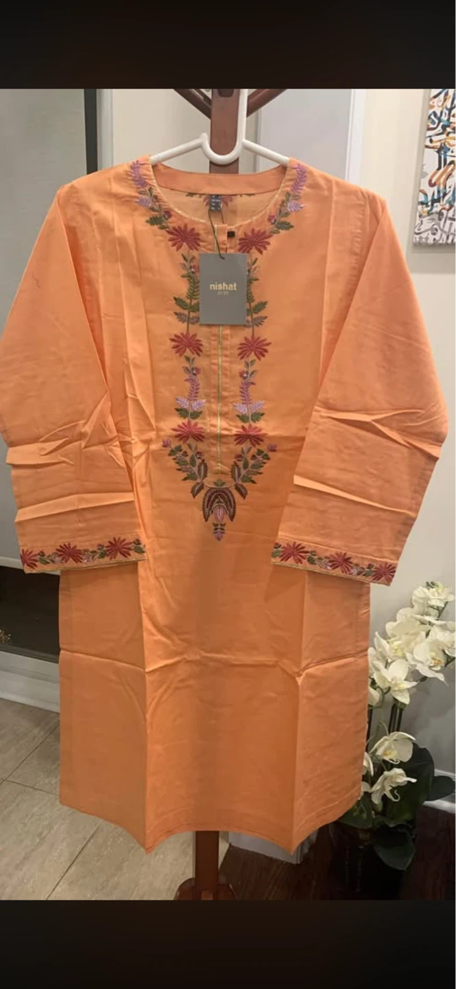Nishat Embroidered Orange Kurti - Size Medium - photo 4