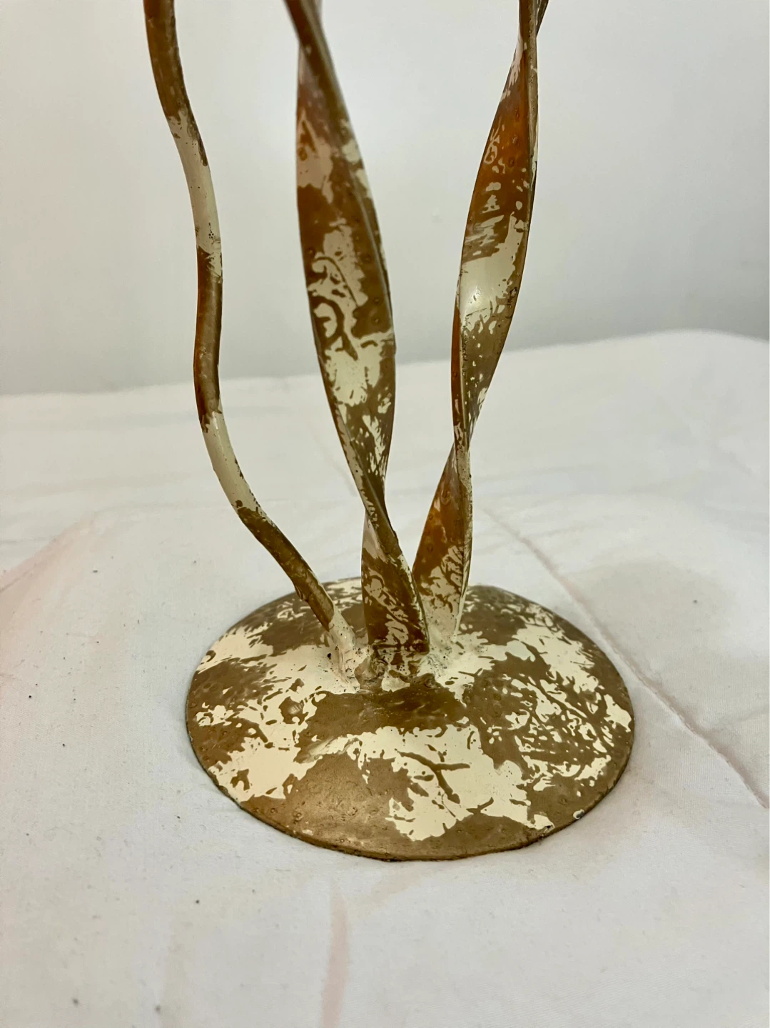 Vintage Wrought Iron Glass Sun Face Candle Holder - 11” x 5” - photo 5