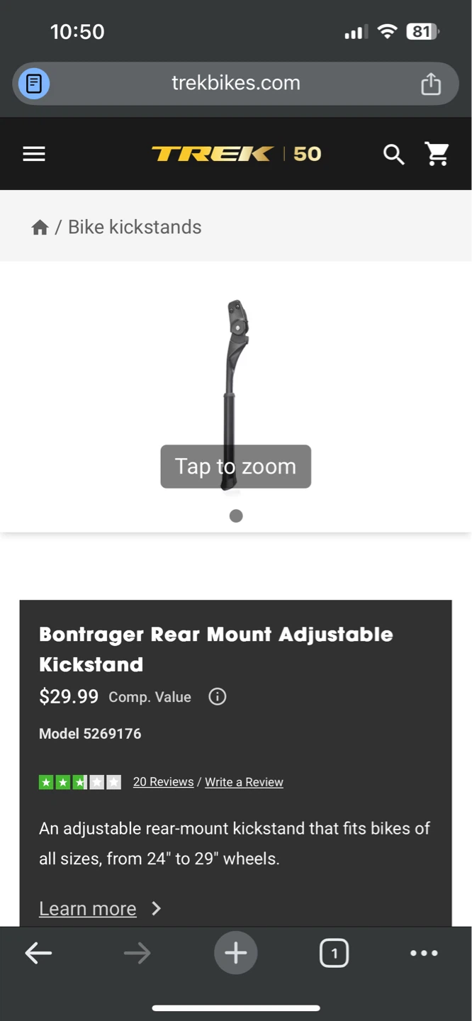Bontrager Rear Mount Adjustable Kickstand