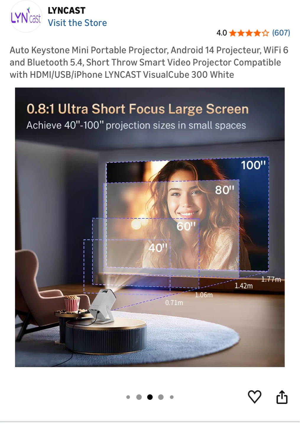 LYNCAST VisualCube 300 White Portable Projector - photo 3