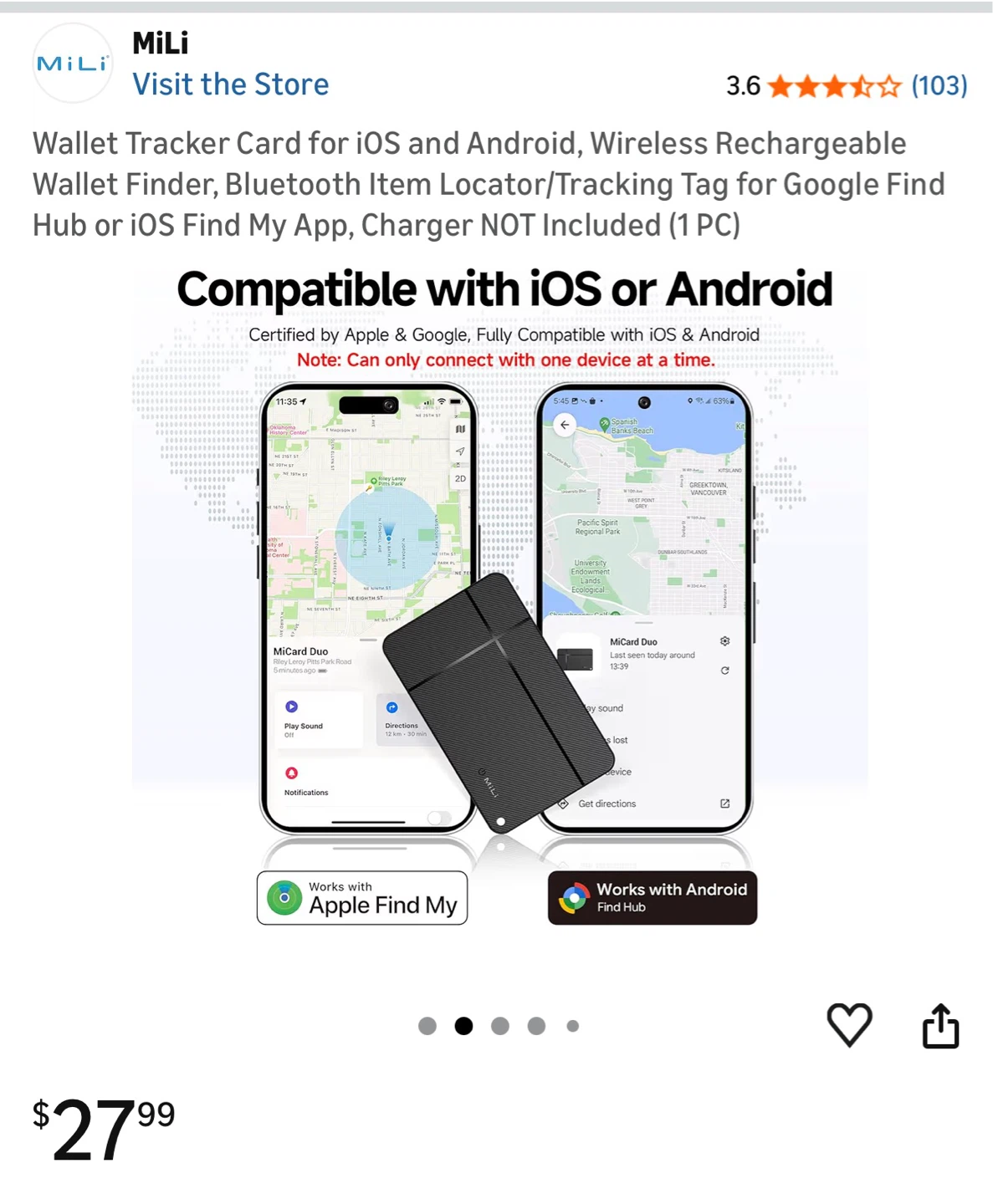 MiLi MiCard Duo Wallet Tracker Card - photo 2