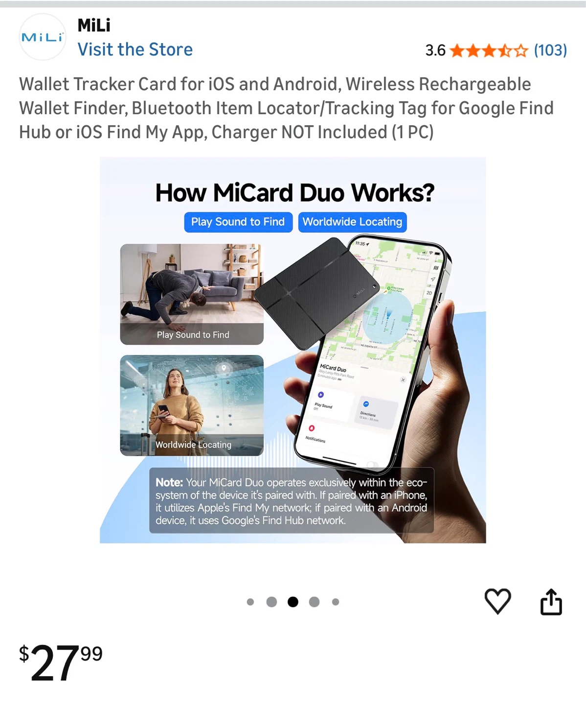 MiLi MiCard Duo Wallet Tracker Card - photo 3