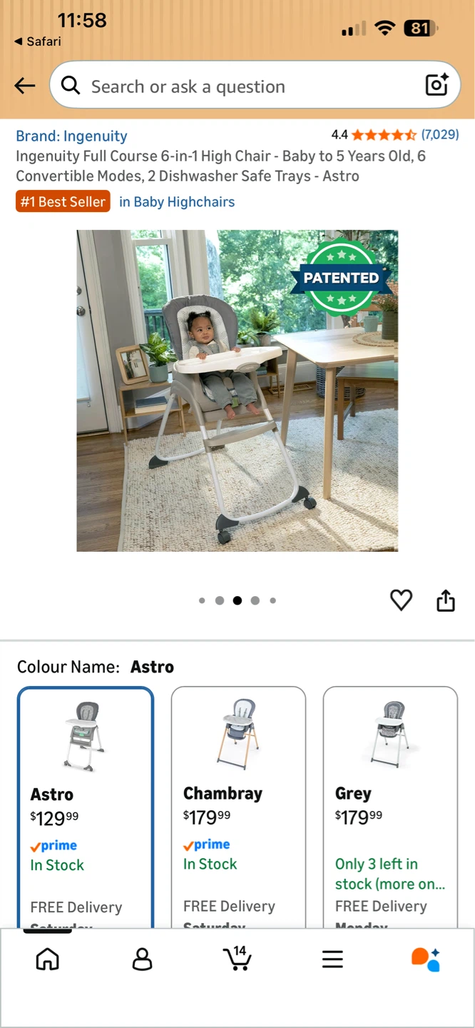 Ingenuity Full Course 6-in-1 High Chair - Astro