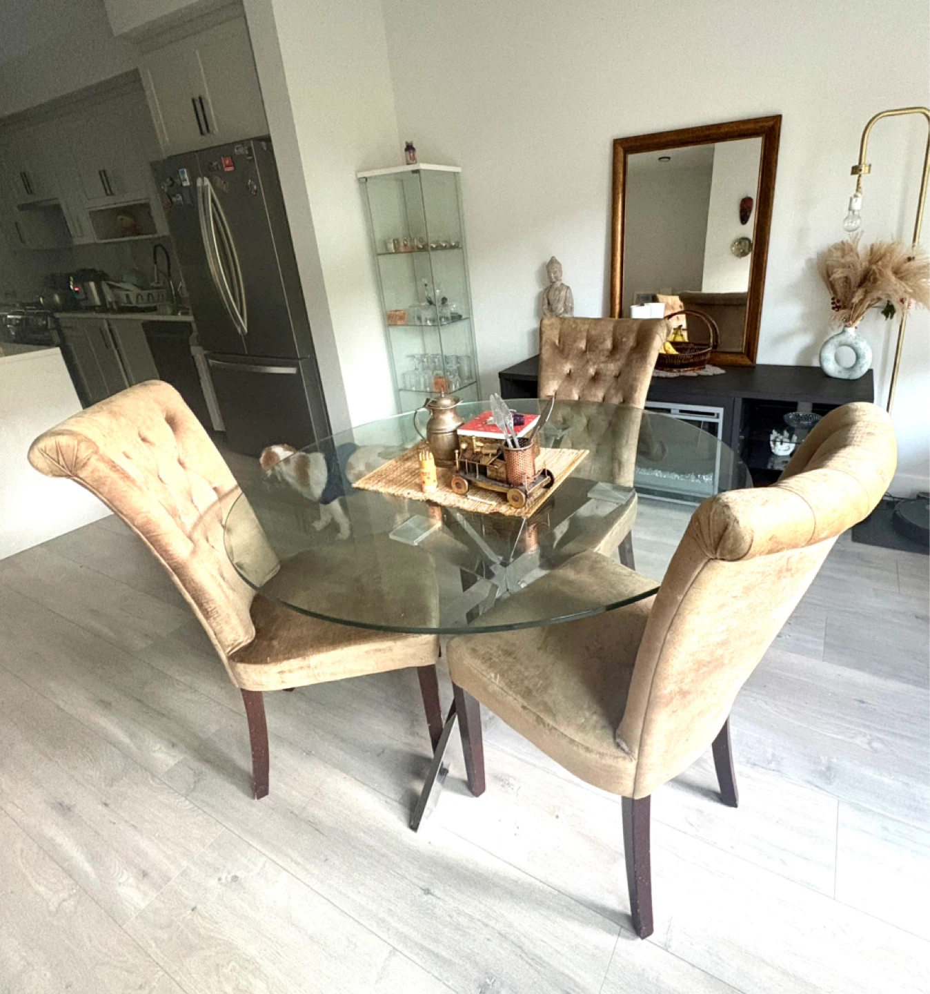 Glass Top Dining Table + 3 chairs - photo 2