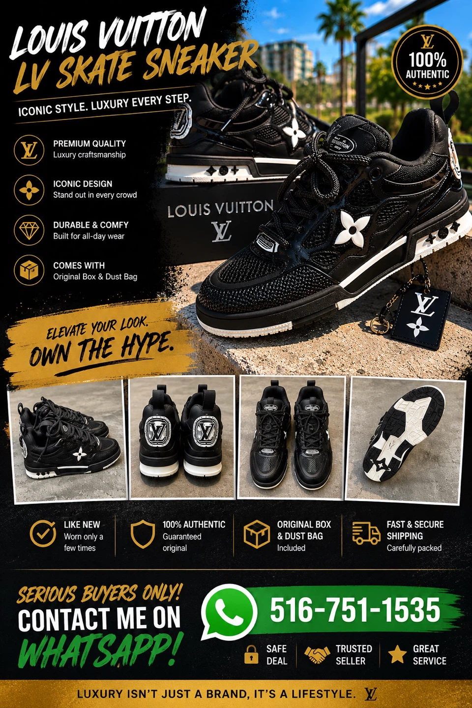 Louis Vuitton LV Skate Sneaker Black White - photo 3