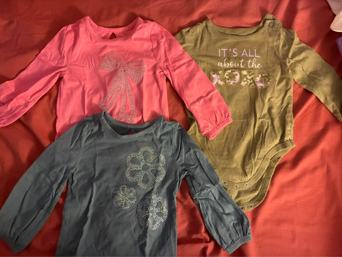 2 Baby Girl Long Sleeve Tops & a Bodysuit Set